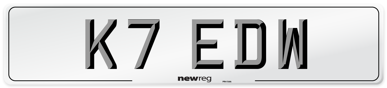 K7 EDW Number Plate from New Reg